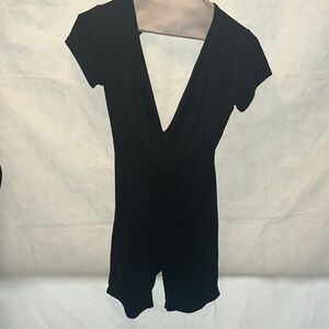 Black V-Neck Short Sleeve Romper